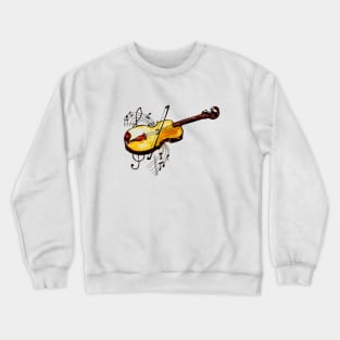 Yellow Violin with Notes Crewneck Sweatshirt